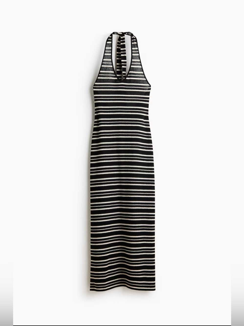 H&M Black and White Striped Halter Maxi Dress